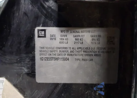 2017 Chevrolet Malibu 1Lt из США, поврежденный, VIN 1G1ZE5ST5HF115904